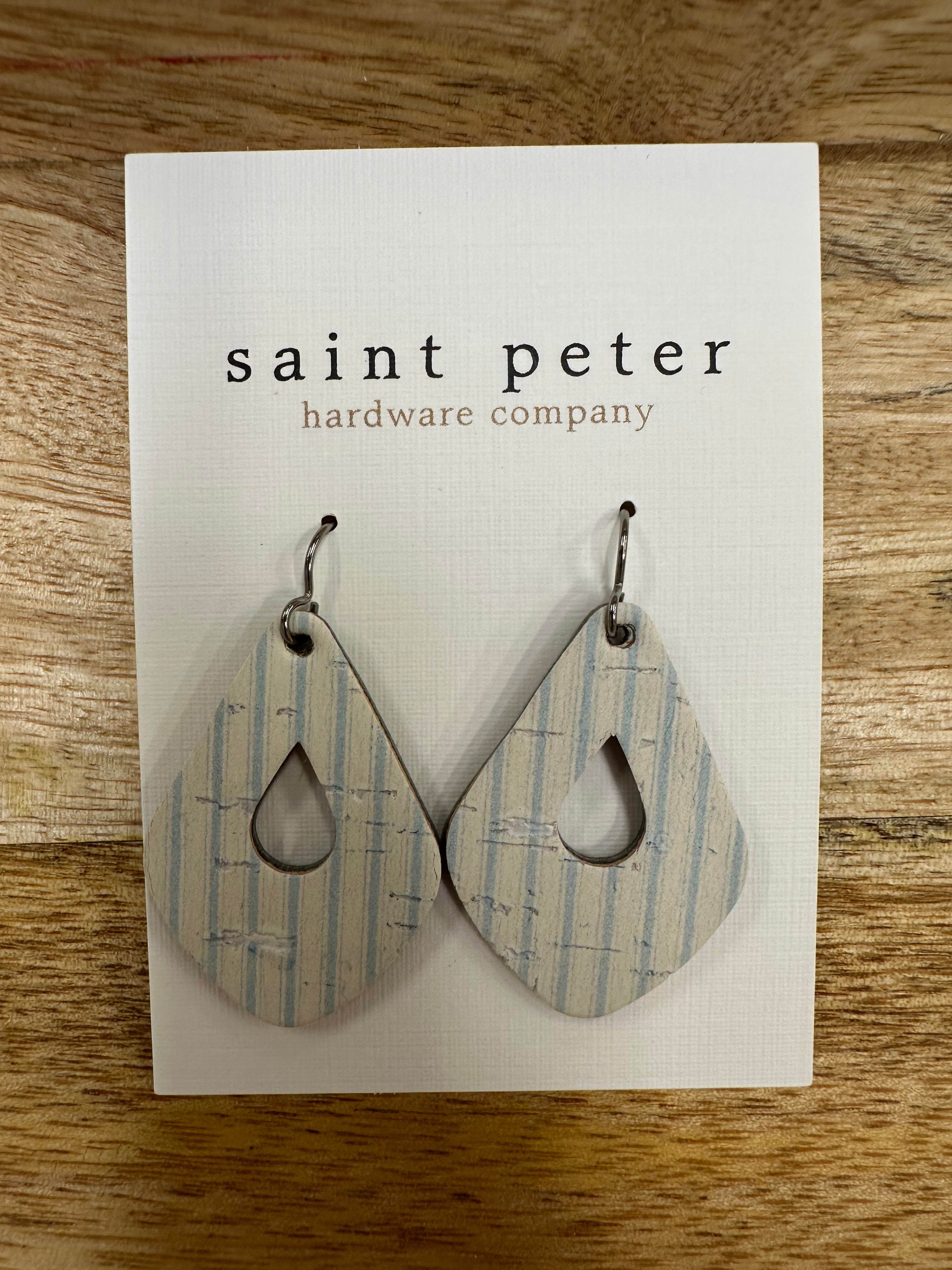Ivory with Blue Stripes Jewelry - Earrings St. Peter Hardware