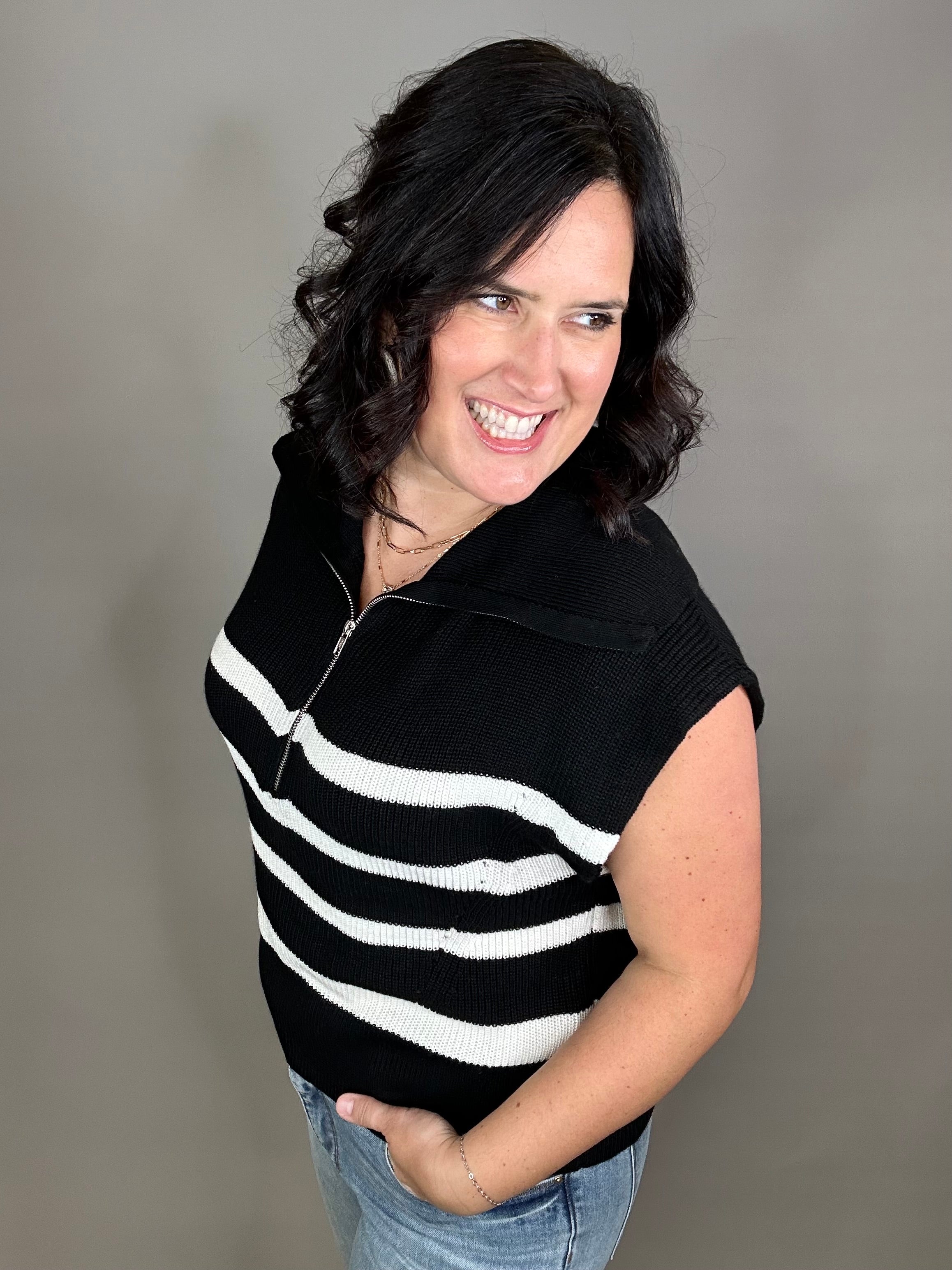 Noir Blanc Stella Sweater Top - Sweater THREAD & SUPPLY