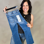 Dark Crop Straight Jeans Bottom- Pants RISEN