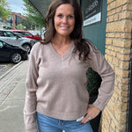 Mocha V-Neck Sweater Mable