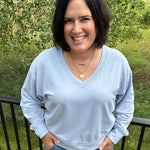 Light Blue Everyday V-Neck Top - Sweatshirt Z Supply