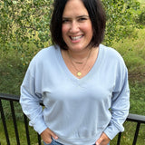 Light Blue Everyday V-Neck Top - Sweatshirt Z Supply
