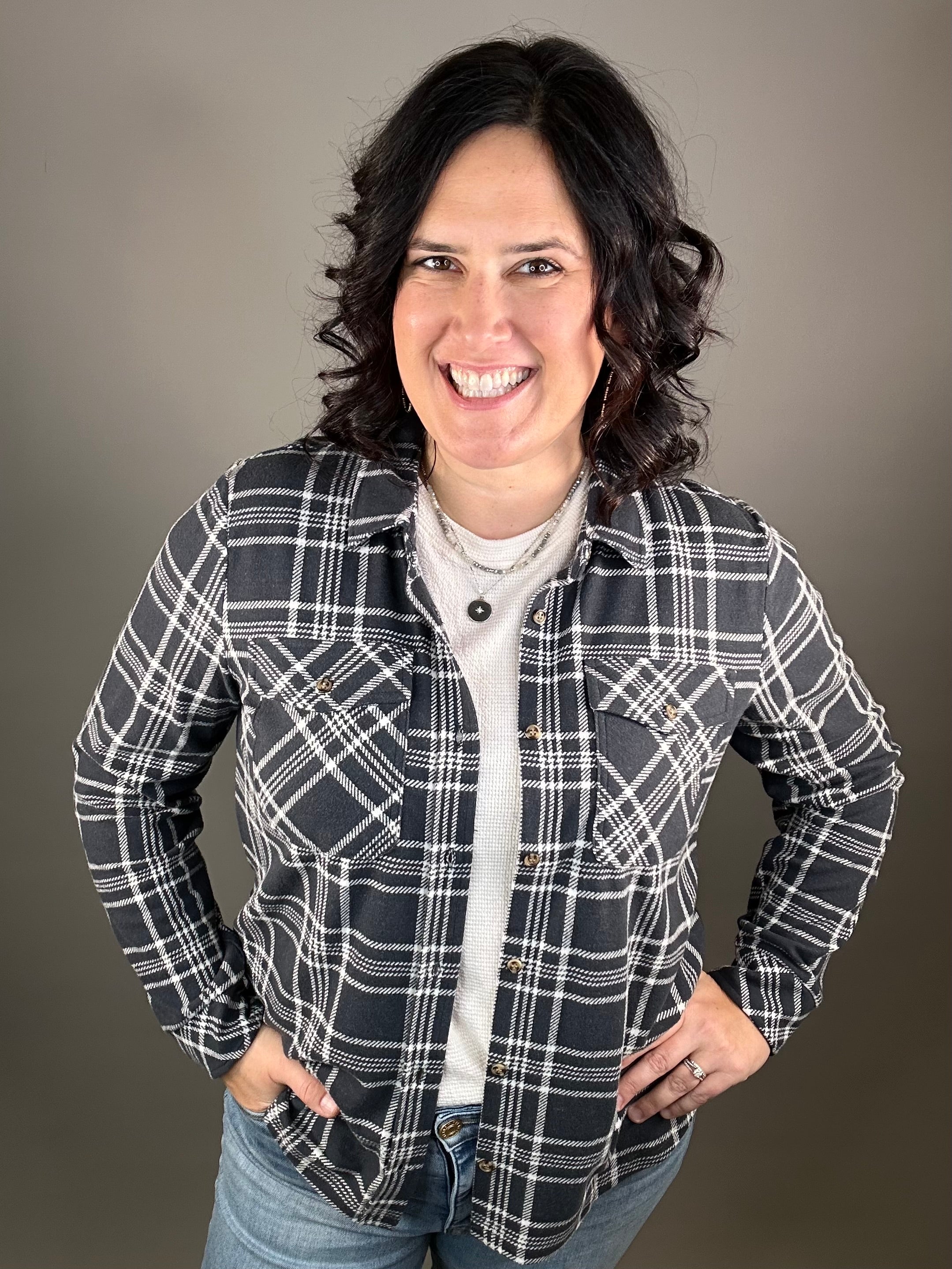 Charcoal Ivory Plaid Cassian Shirt Tops - Button Ups THREAD & SUPPLY