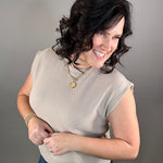 Taupe Cloudy Knit Muscle Tee Top - Tee TRES BIEN