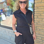 Black Scuba Luxe Romper Jumpsuit RAE MODE