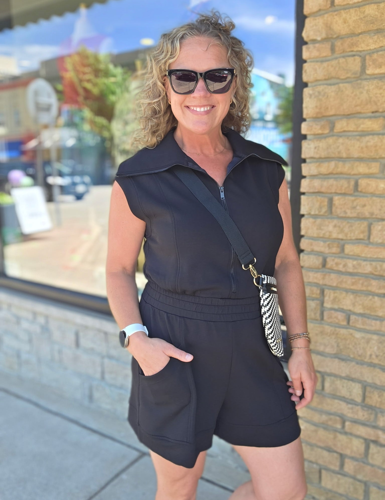 Black Scuba Luxe Romper Jumpsuit RAE MODE
