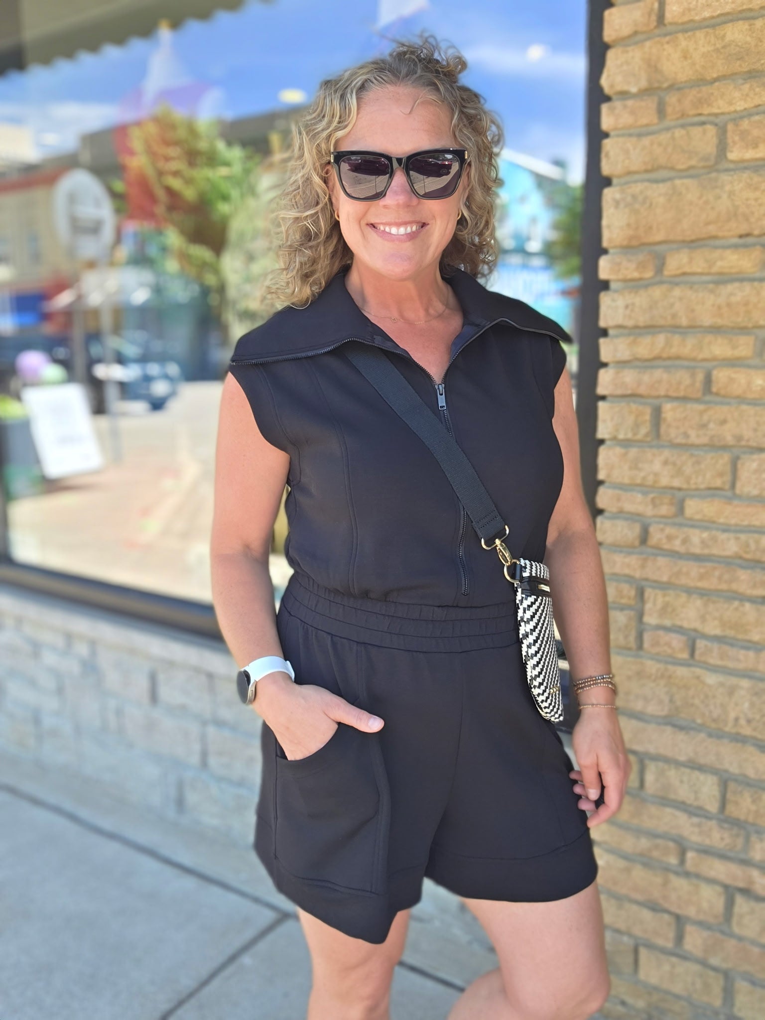 Black Scuba Luxe Romper Jumpsuit RAE MODE