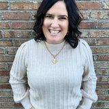 Oatmeal Vertical Stripe Textured Sweater