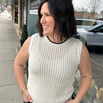 Ivory Scalloped Contrast Sweater Top - Sweater EE:SOME