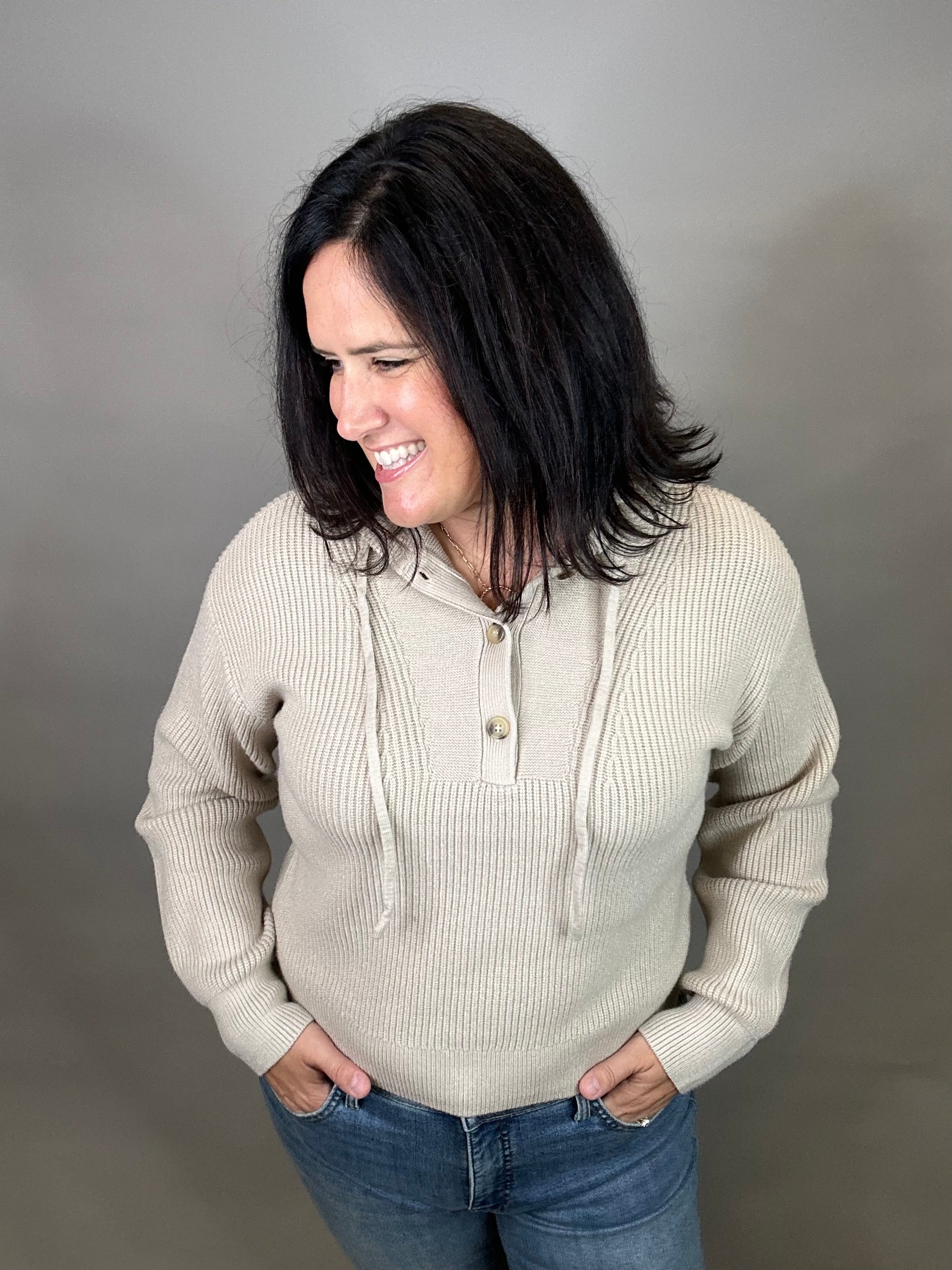 Oxford Tan Dolly Sweater Hoodie Top - Sweater THREAD & SUPPLY