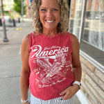 Red God Bless America Tank Top Tops- Tanks HRT and LUV