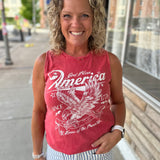 Red God Bless America Tank Top Tops- Tanks HRT and LUV