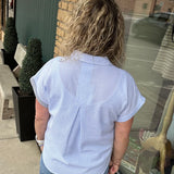 Blue Ramona Color Block Button Down Tops - Button Ups FLAG AND ANTHEM