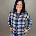 Navy/Blue Leetonia Boyfriend Top Tops - Button Ups FLAG AND ANTHEM