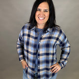 Navy/Blue Leetonia Boyfriend Top Tops - Button Ups FLAG AND ANTHEM