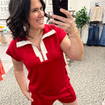 Red Zip Detail Lounge Set Bottoms - Shorts JODIFL