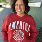 Red America Graphic Fleece Sweatshirt Top- Sweatshirt BUCKETLIST