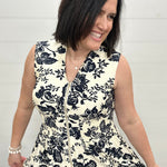 Paisley Print V-Neck Smocked Waist Zip Front Dress Dresses DOE & RAE