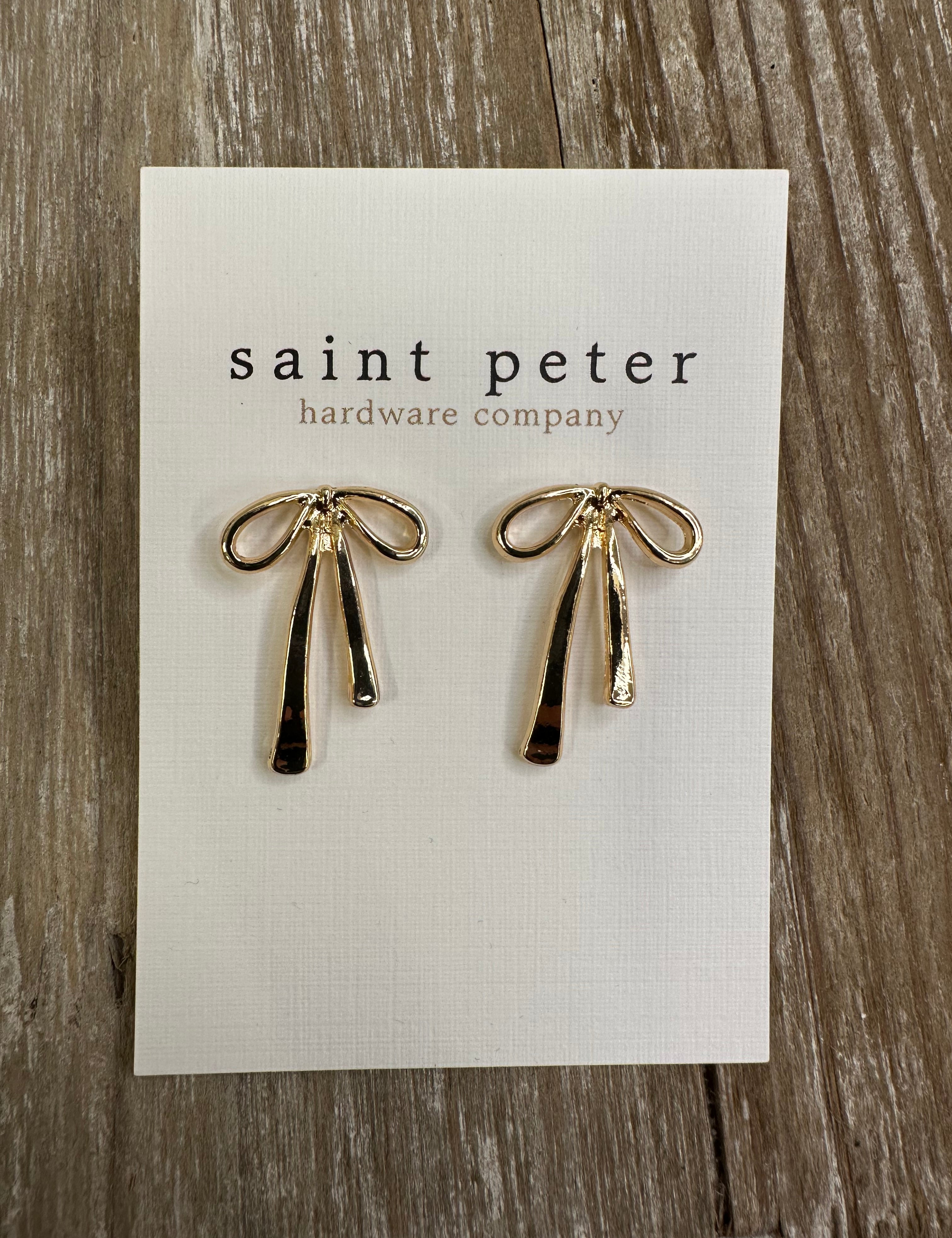 Gold Bow Earrings Jewelry - Earrings St. Peter hardware