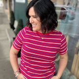 Red Stripe Crew Neck Top - Tee STACCATO