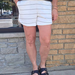 Cream & Black Stripe Short Bottoms - Shorts RAE MODE
