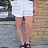 Cream & Black Stripe Short Bottoms - Shorts RAE MODE