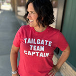 Red Crew Team Captain Tee Tops- Tees MUGSBY