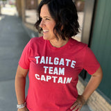 Red Crew Team Captain Tee Tops- Tees MUGSBY