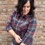 Navy Plaid Shirt Jacket