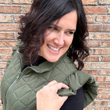 Olive Ruffle Sleeve Quilted Vest