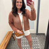 Clay Crochet Cropped Open Cardigan Tops- Cardigans DOE & RAE