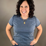 Washed Indigo Juliette Western Tee Top - Tee FLAG AND ANTHEM