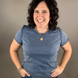 Washed Indigo Juliette Western Tee Top - Tee FLAG AND ANTHEM