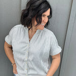 Blue Stripe Button Down Top Tops - Button Ups Doe and Rae