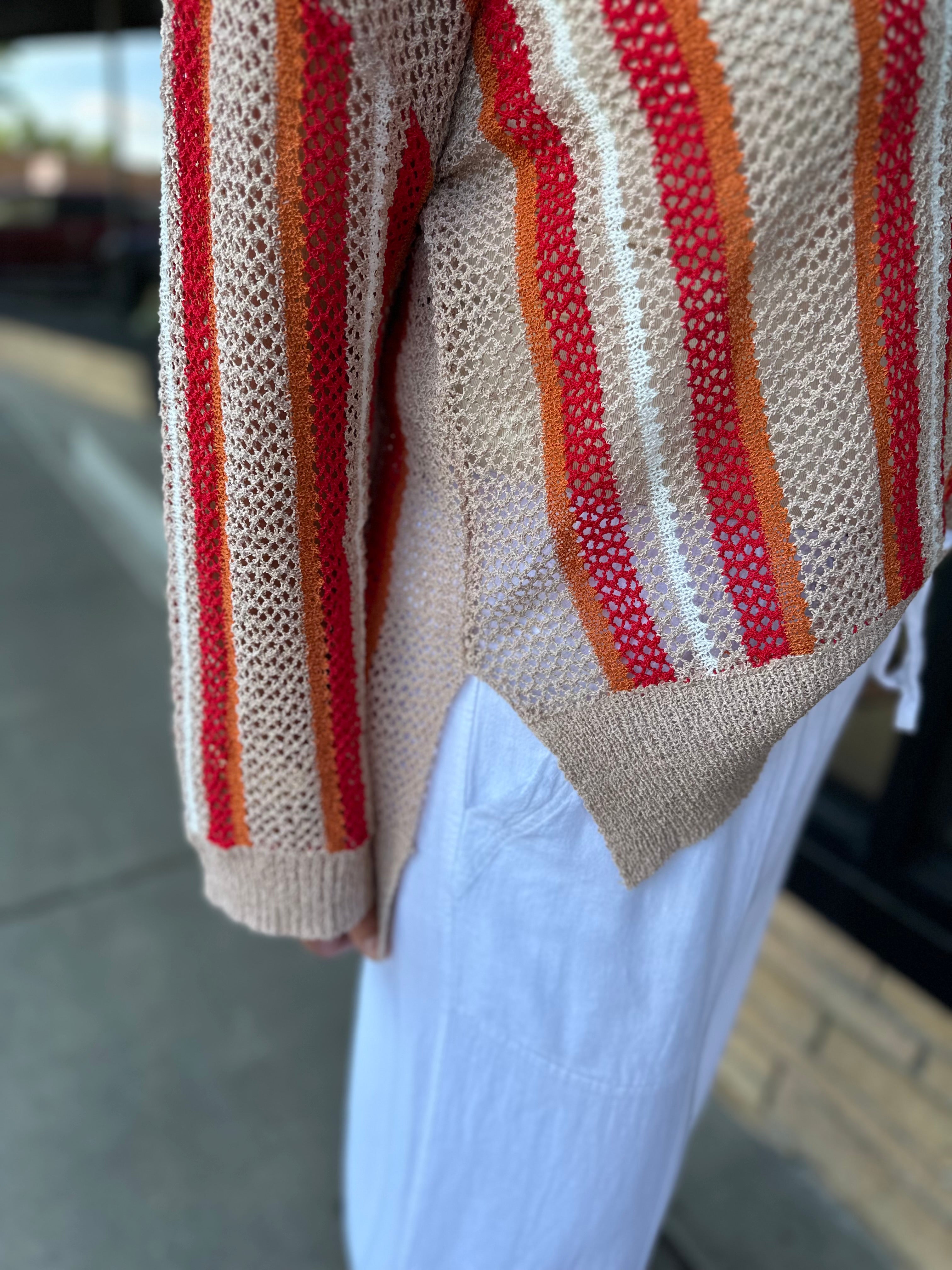 Multi Knit Striped Sweater Top - Sweater COZY CO.