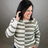 Lt. Olive Multi Stripe Raglan Sweater Top - Sweater STACCATO
