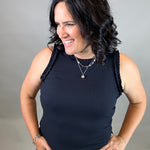 Navy Ruffle Tank Tops- Tanks DOE & RAE