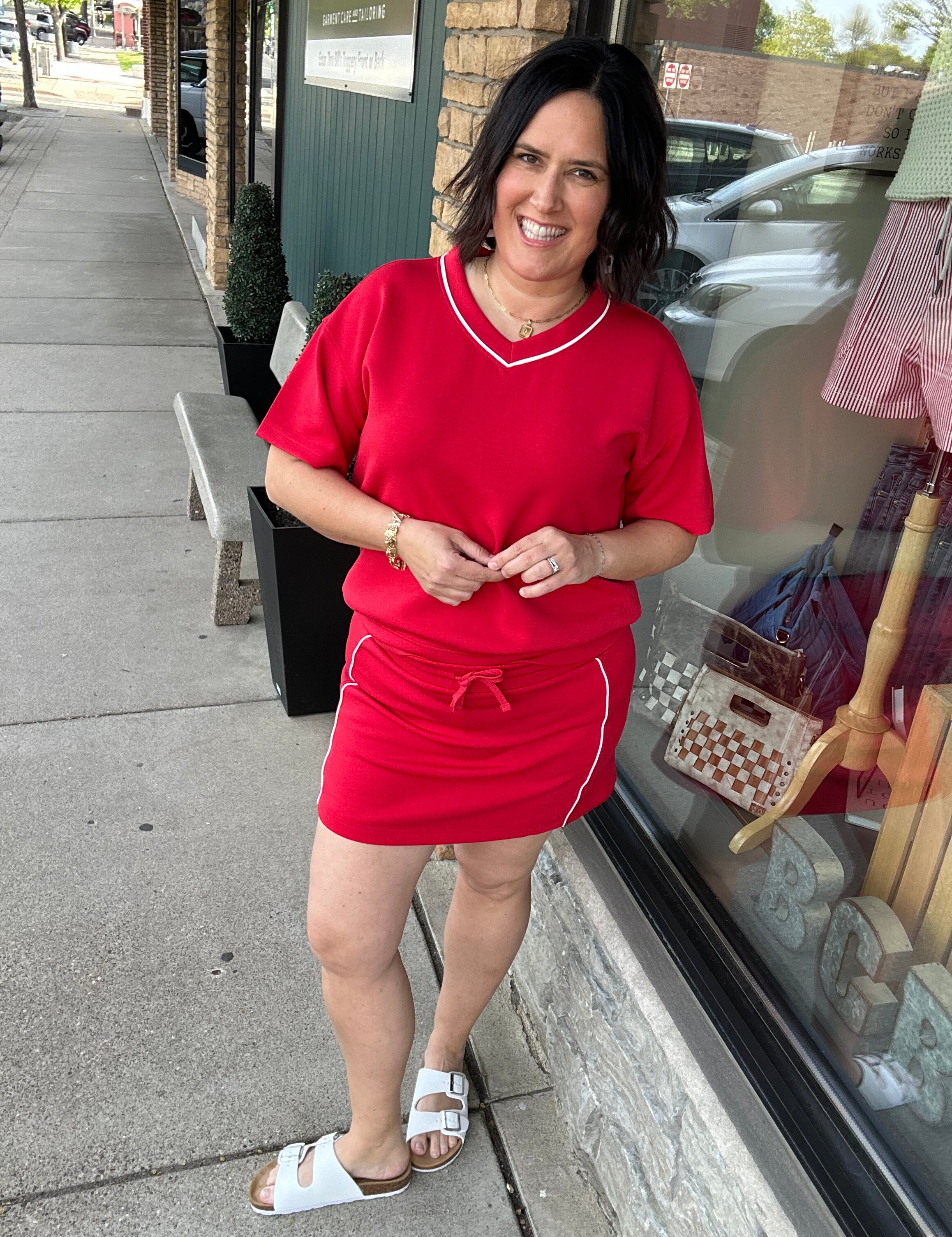 Red Modal V-Neck Top - Sweatshirt RAE MODE