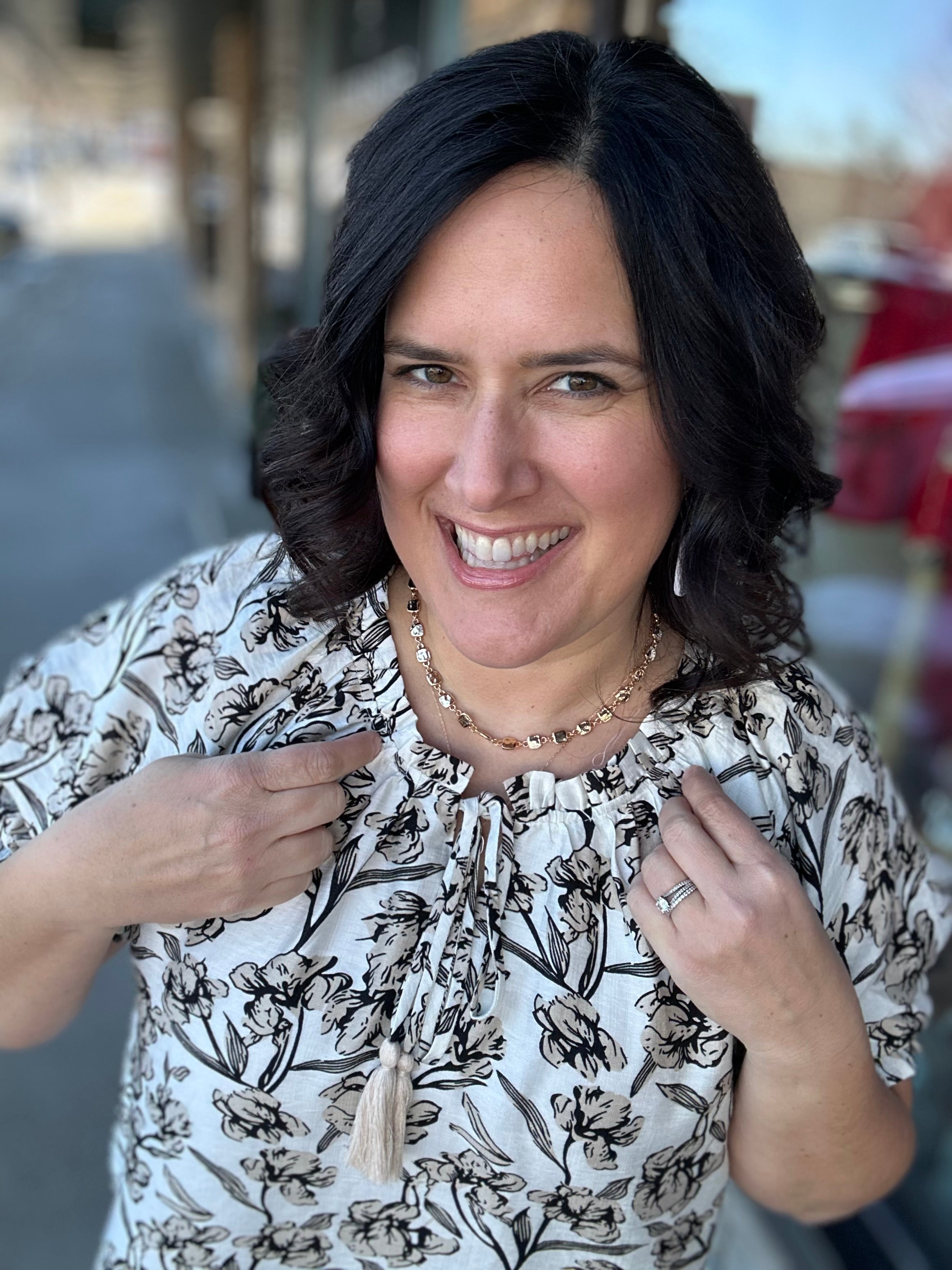 Taupe Bubble Sleeve Swing Top Tops- Blouses DOE & RAE