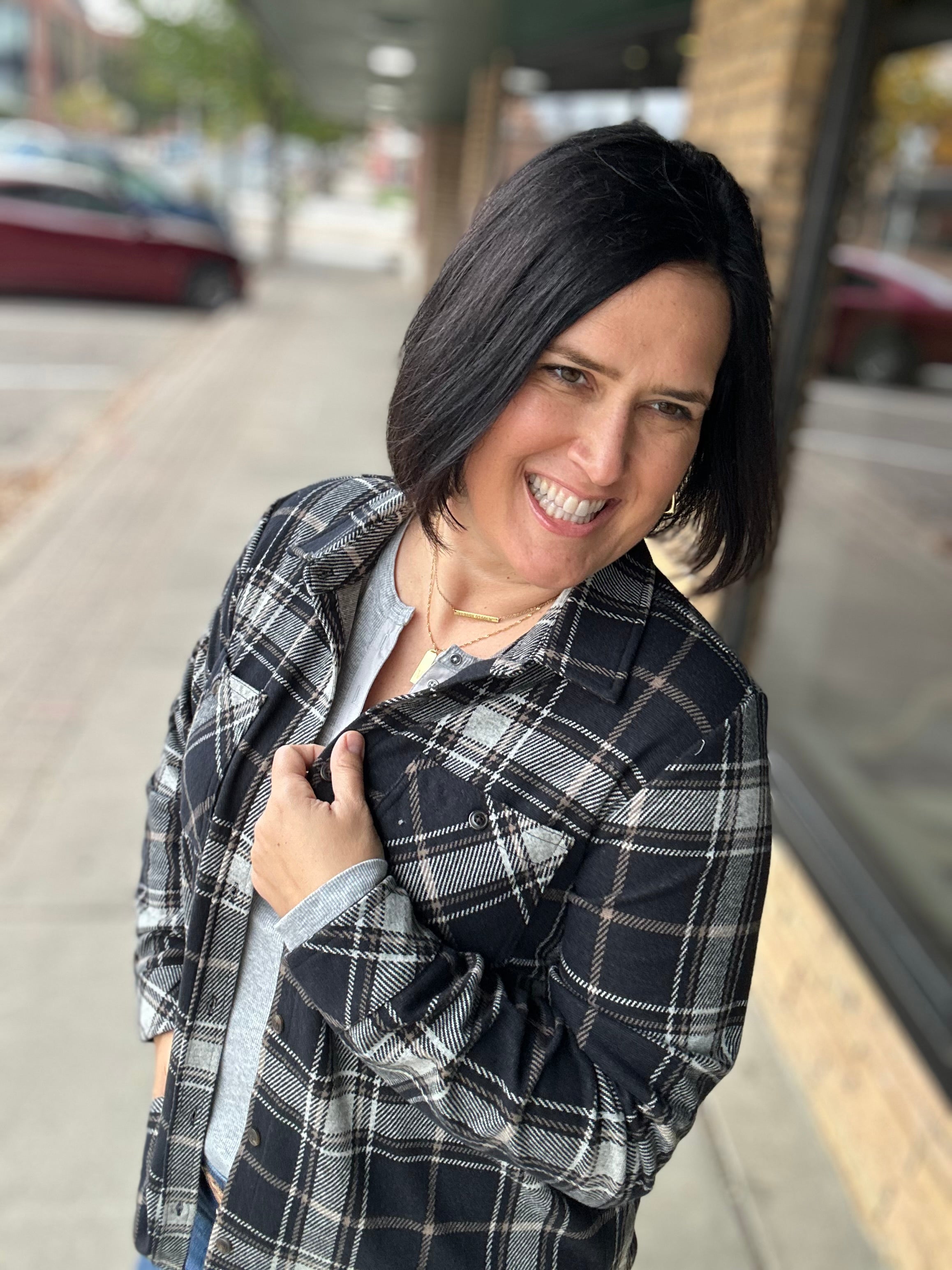 Black, White & Tan Markus Plaid Tops - Button Ups PANACHE