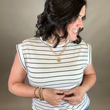 Ivory/Black Terry Stripe Top Top - Tee STACCATO