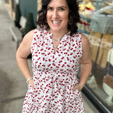 Cherry Print Ruffle Trim Dress