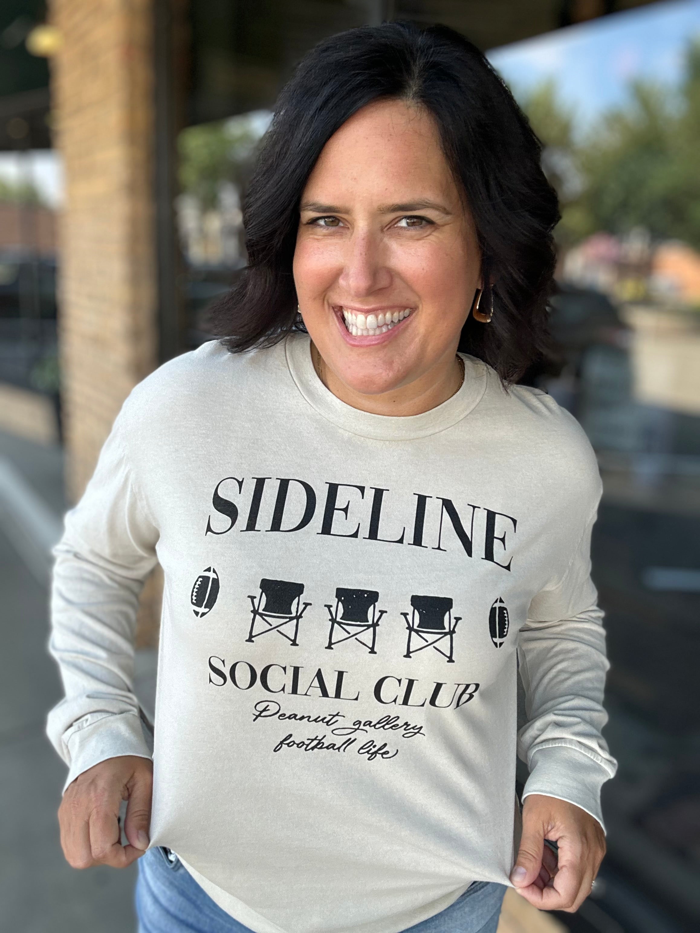 Oatmeal Sideline Social Club Longsleeve Tops- Tees HRT and LUV