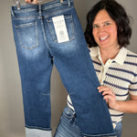 Dark High Rise Straight Cuff Hem Jeans Bottoms - Pants RISEN