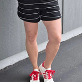 Black & Cream Stripe Short Bottoms - Shorts RAE MODE