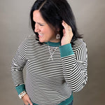 Black/Ivory Color Trim Terry Top Top- Sweatshirts STACCATO