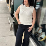 Ivory Scalloped Contrast Sweater Top - Sweater EE:SOME