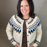 Oatmeal/Navy Odessa Fair Isle Sweater Top - Sweater FLAG AND ANTHEM