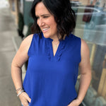 Royal Ruffle V Neck Sleeveless Tops- Blouses STACCATO