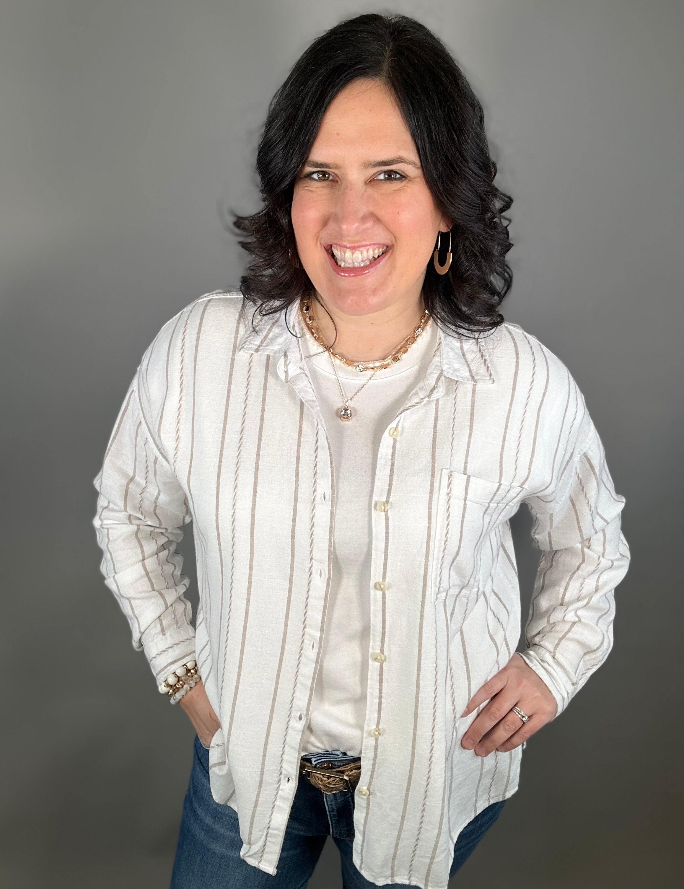 Ivory Stripe Amorette Shirt Tops - Button Ups THREAD & SUPPLY